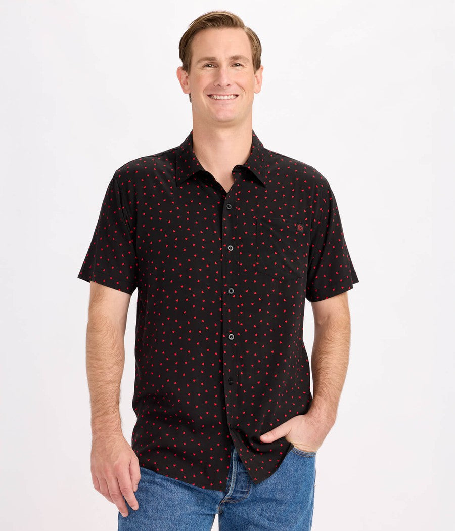 Men's Confetti Heart Button Down Shirt Image 2