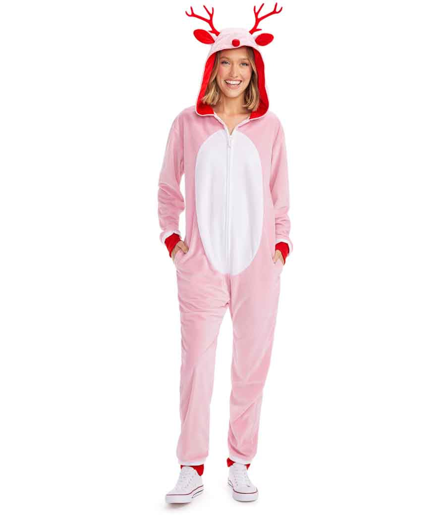 Pink Rudolph Jumpsuit: Women's Christmas Outfits Tipsy Elves