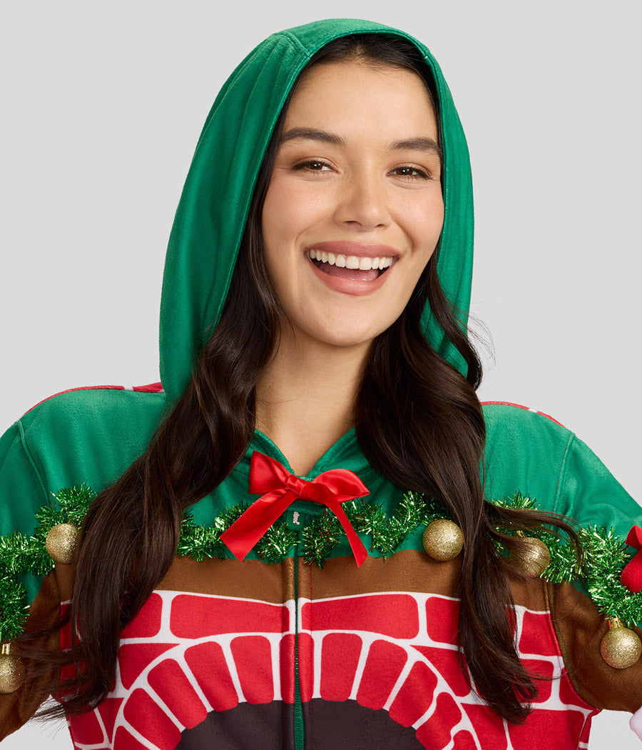 Women's Festive Fireplace Light Up Jumpsuit