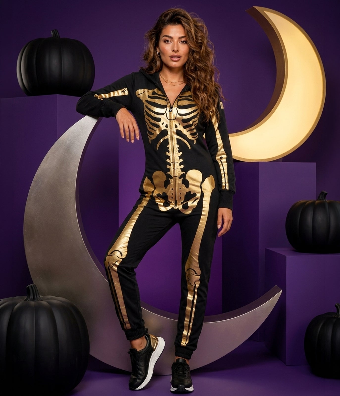 Women's Gold Skeleton Costume Image 2