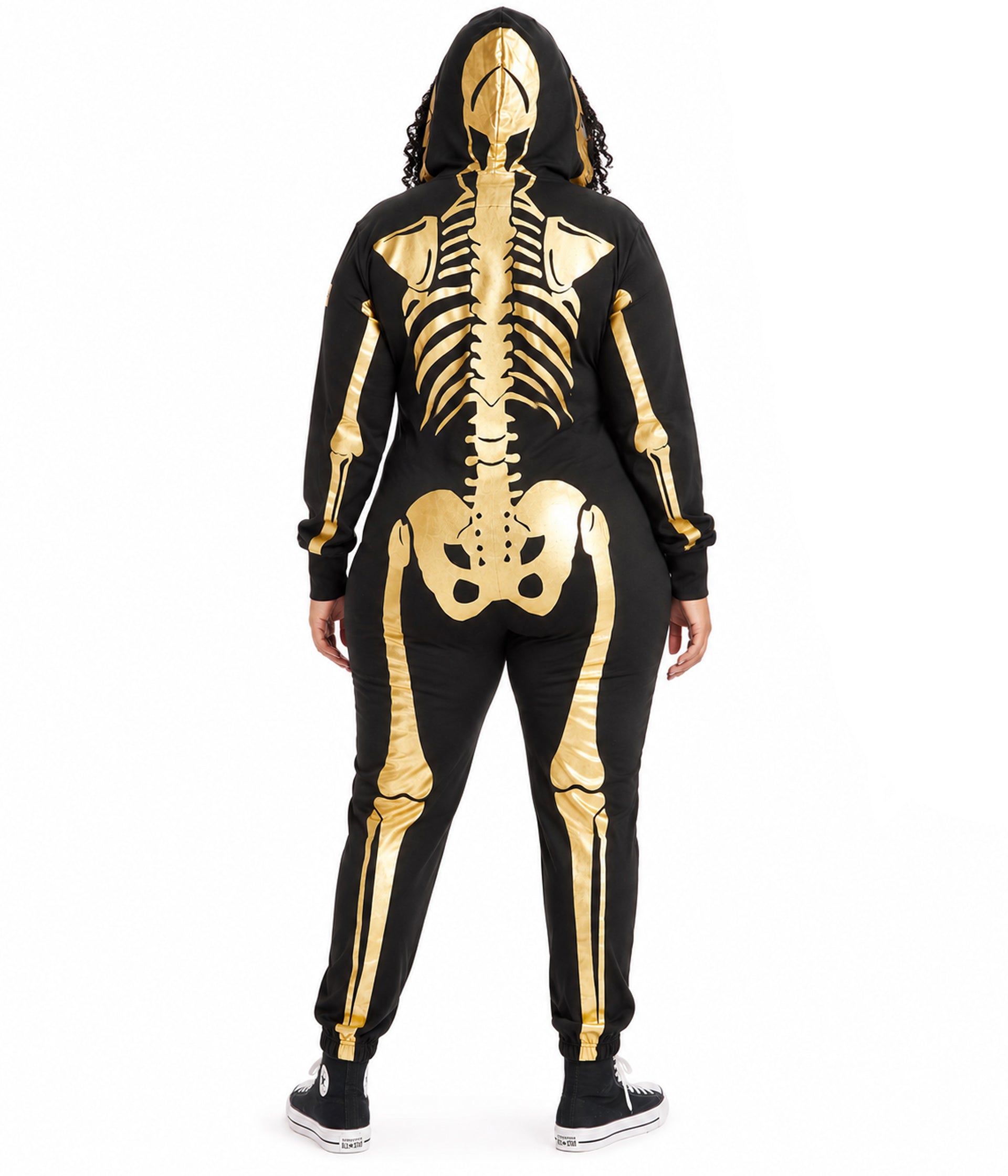 Women's Gold Skeleton Plus Size Costume Image 2