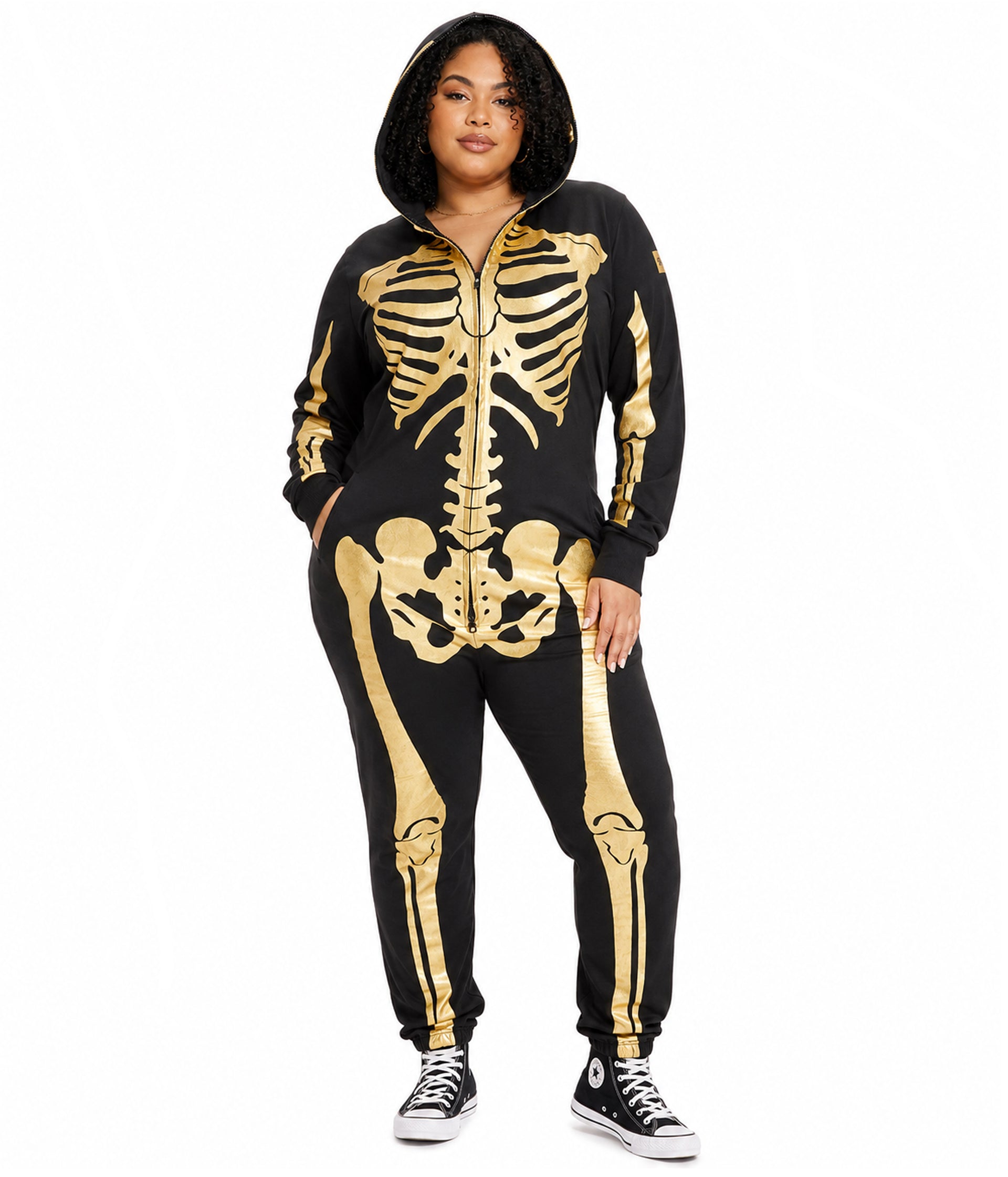 Women's Gold Skeleton Plus Size Costume