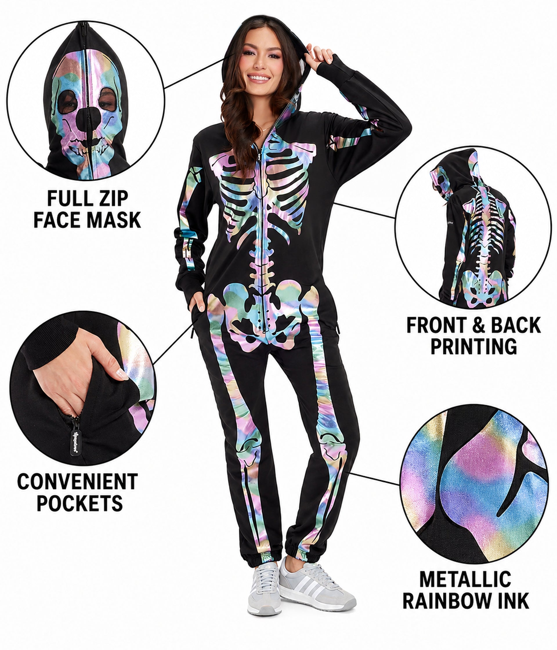 Women's Iridescent Skeleton Costume Image 2