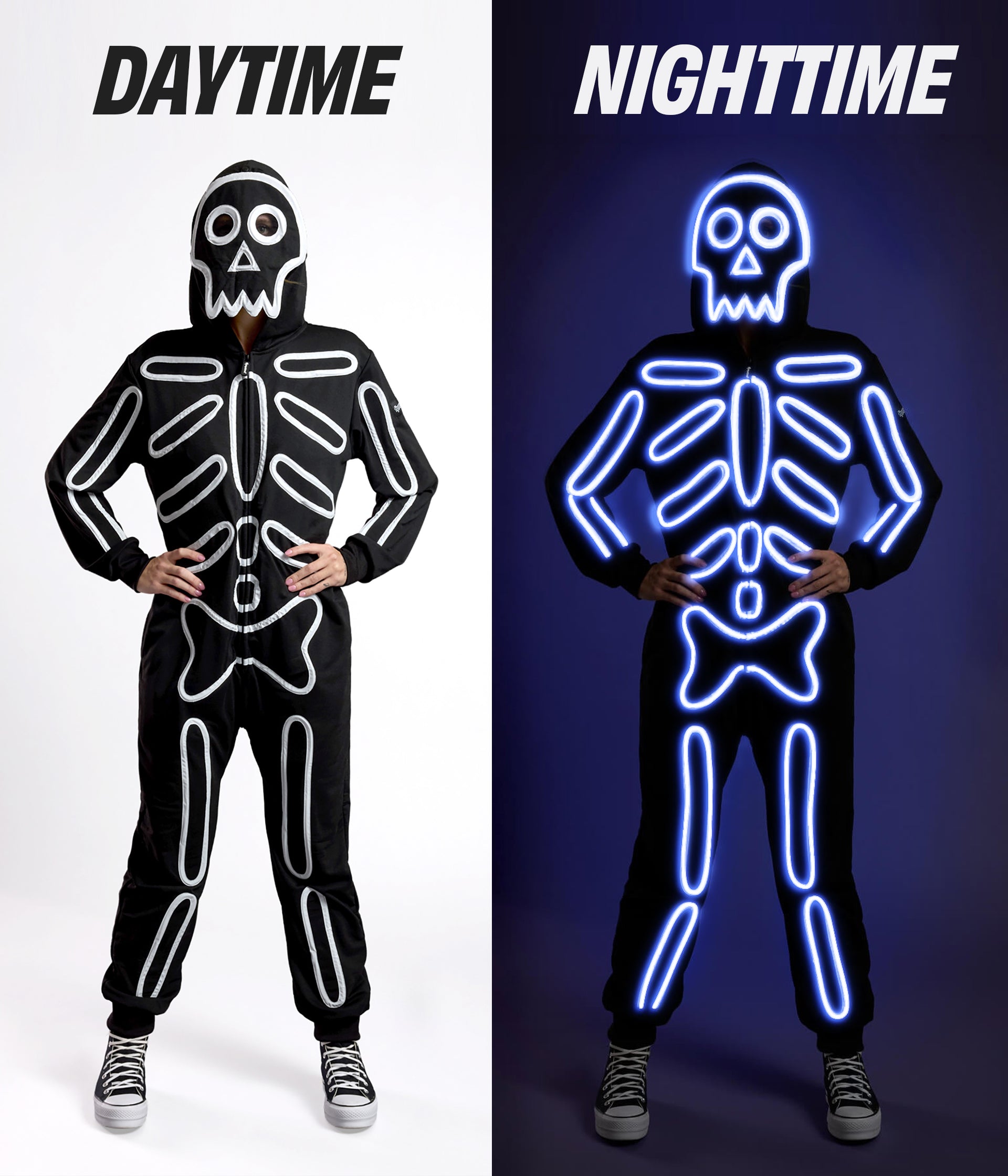 Men's Neon LED Light Up Skeleton Costume Image 2