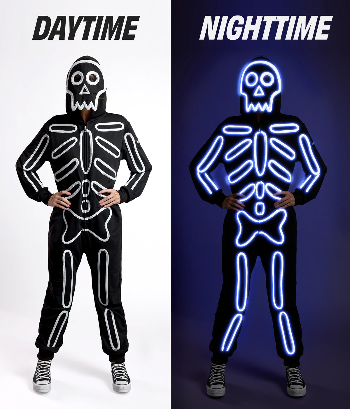 Boy's Neon LED Light Up Skeleton Costume Image 2