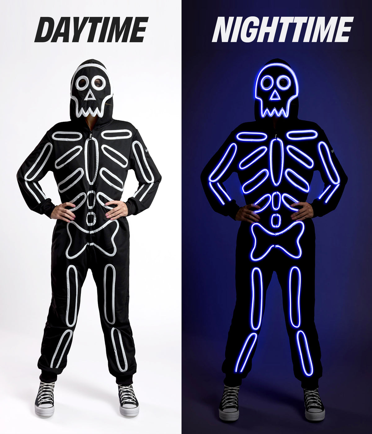 Women's Neon LED Light Up Skeleton Costume Image 2