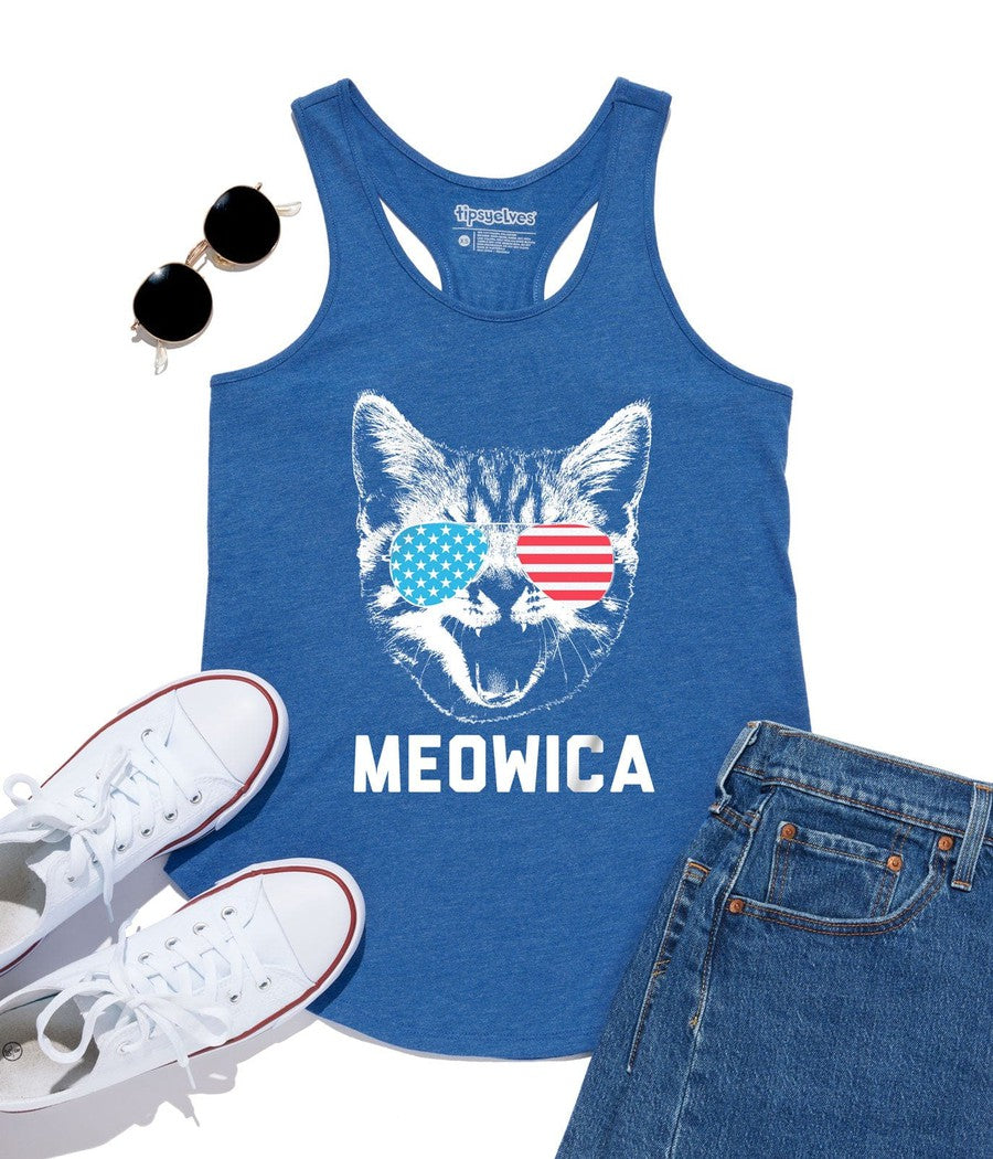 Women's Blue Meowica Tank Top Image 2