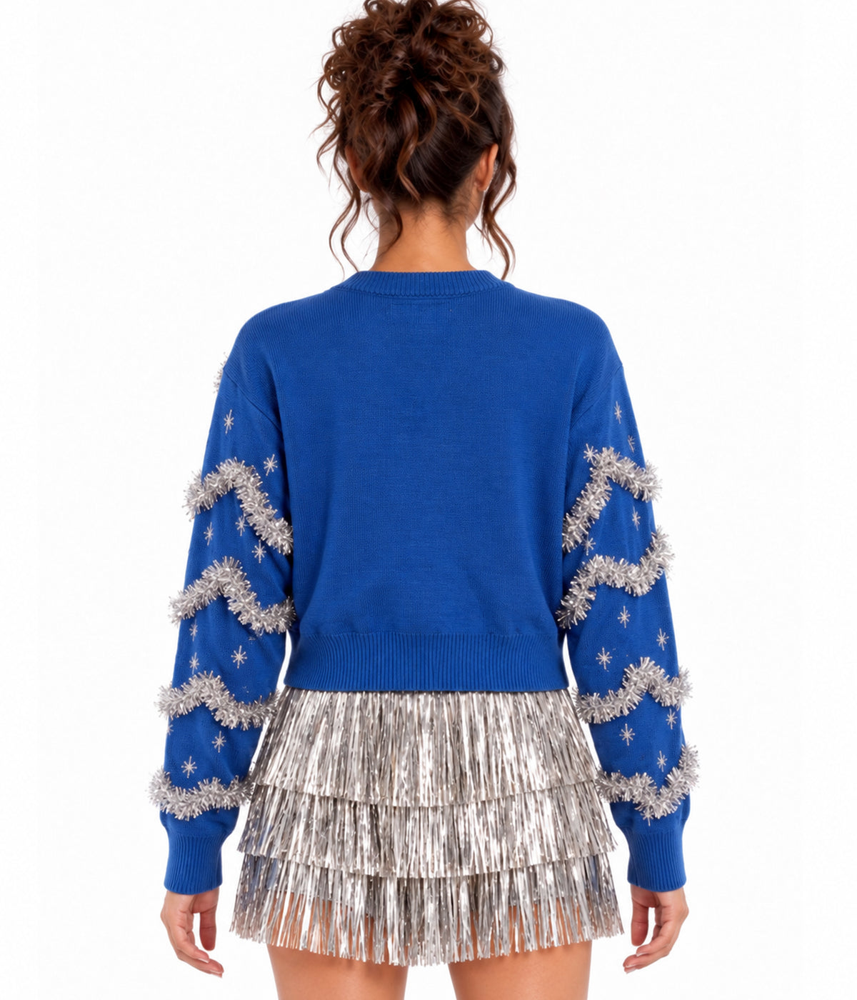 Women's Tinsel Light Up Cropped Cardigan Sweater