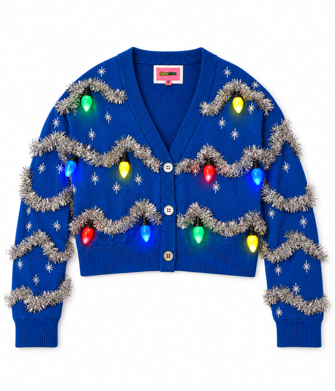 Women's Tinsel Light Up Cropped Cardigan Sweater