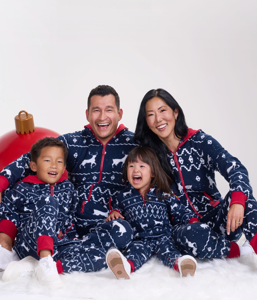 Matching Blue Reindeer Family Jumpsuits