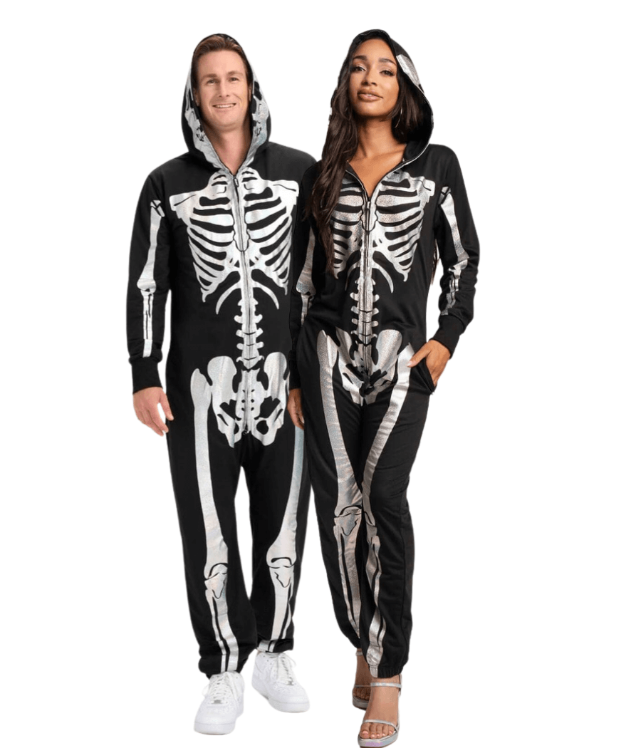 Matching Shimmer Skeleton Couples Costumes Primary Image