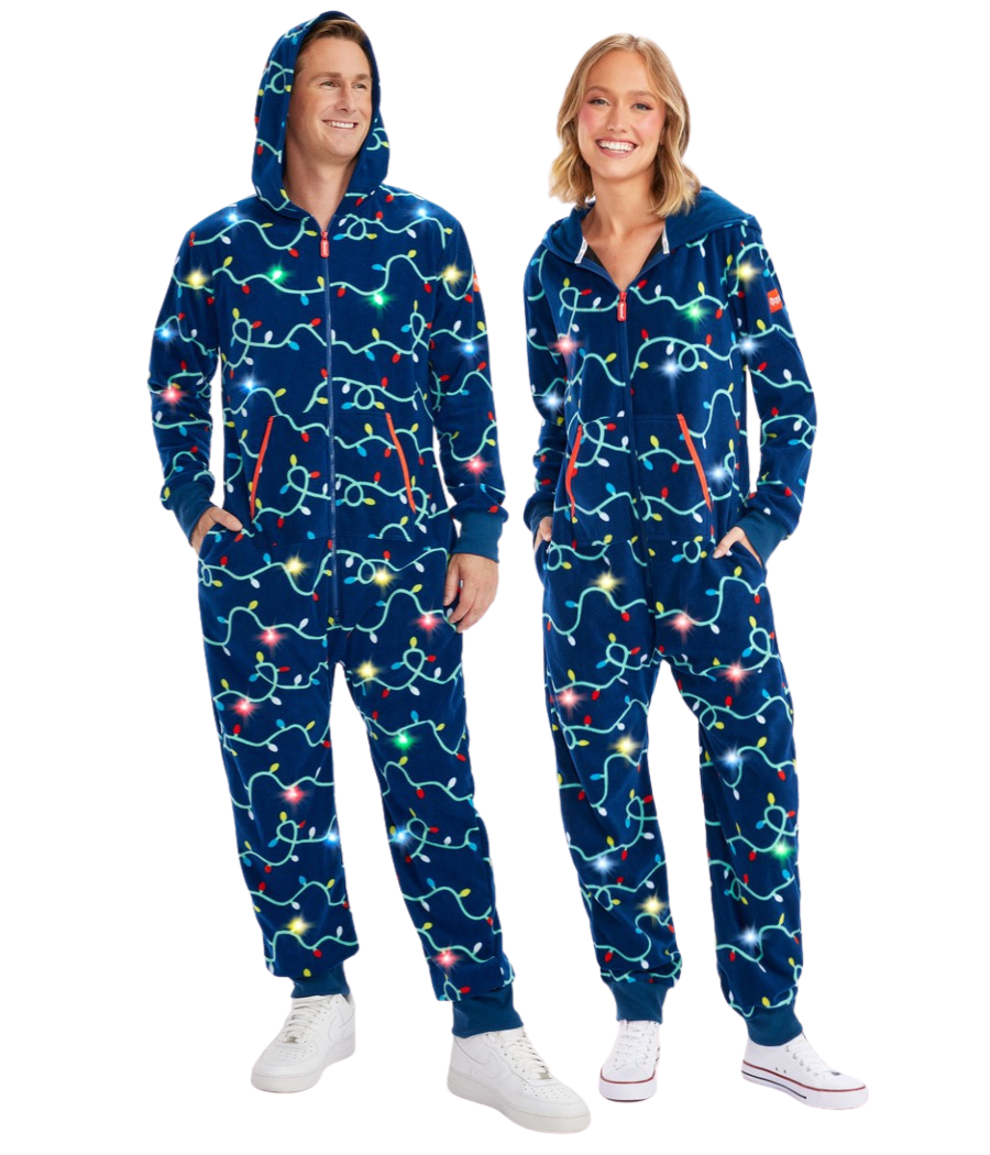 Matching String of Lights Light Up Couples Jumpsuits | Tipsy Elves