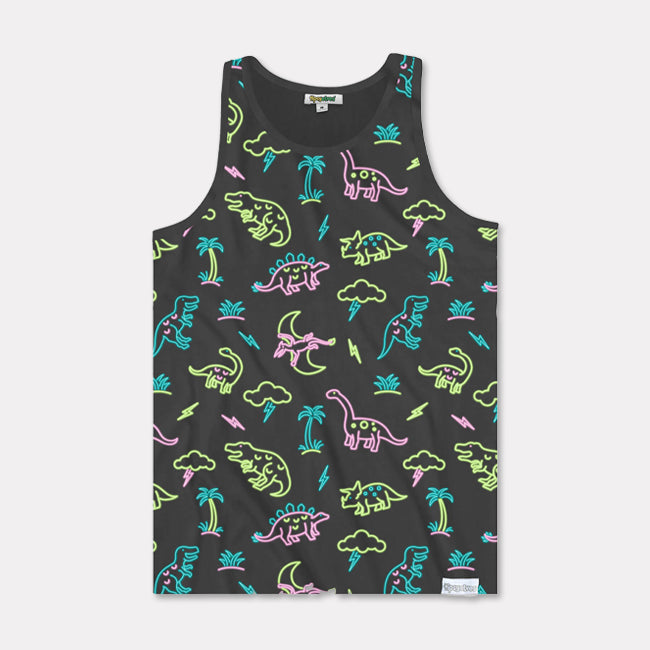 shop tank tops - men's neon dinosaur tank top