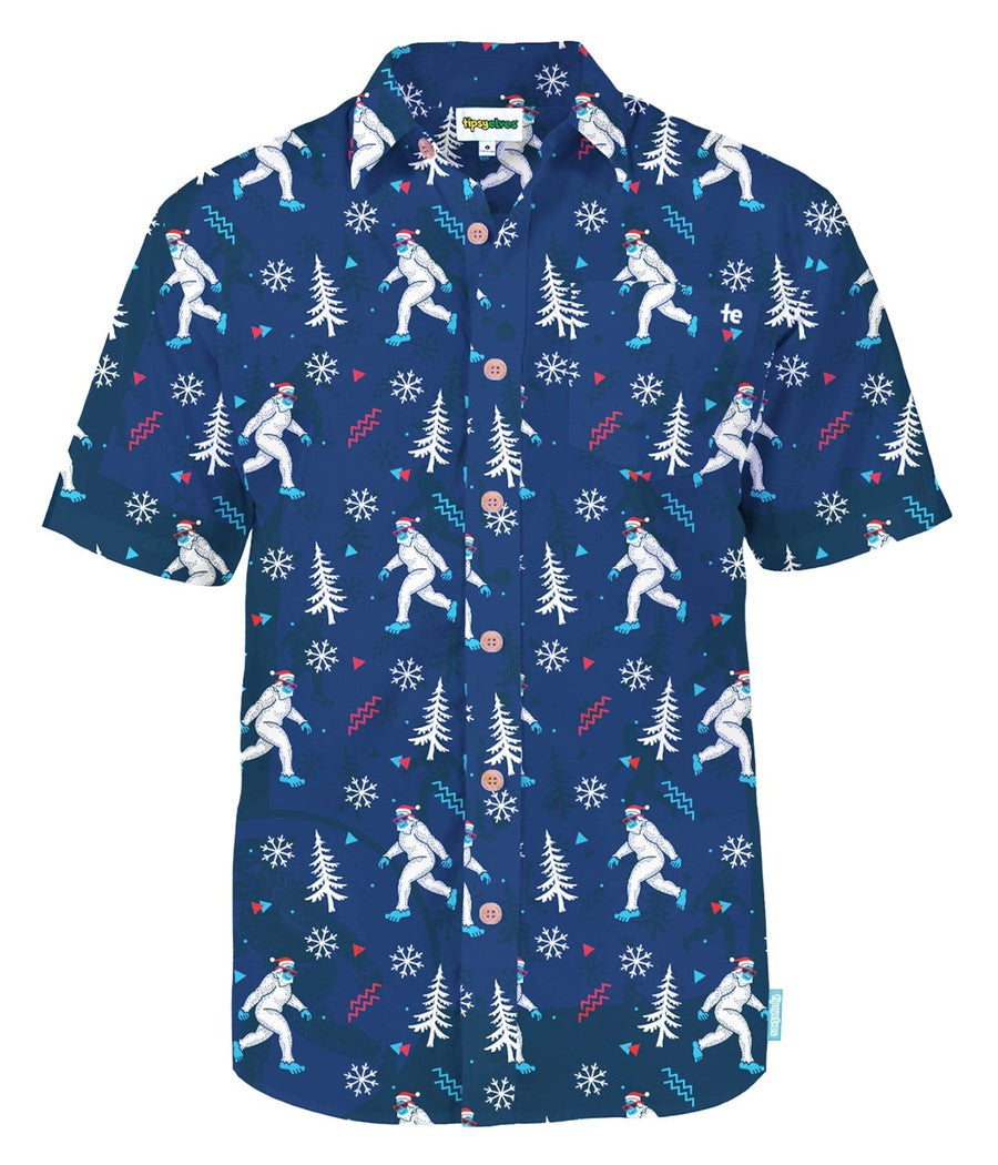 Yuletide Yeti Button Down Shirt: Men's Christmas Outfits Tipsy Elves