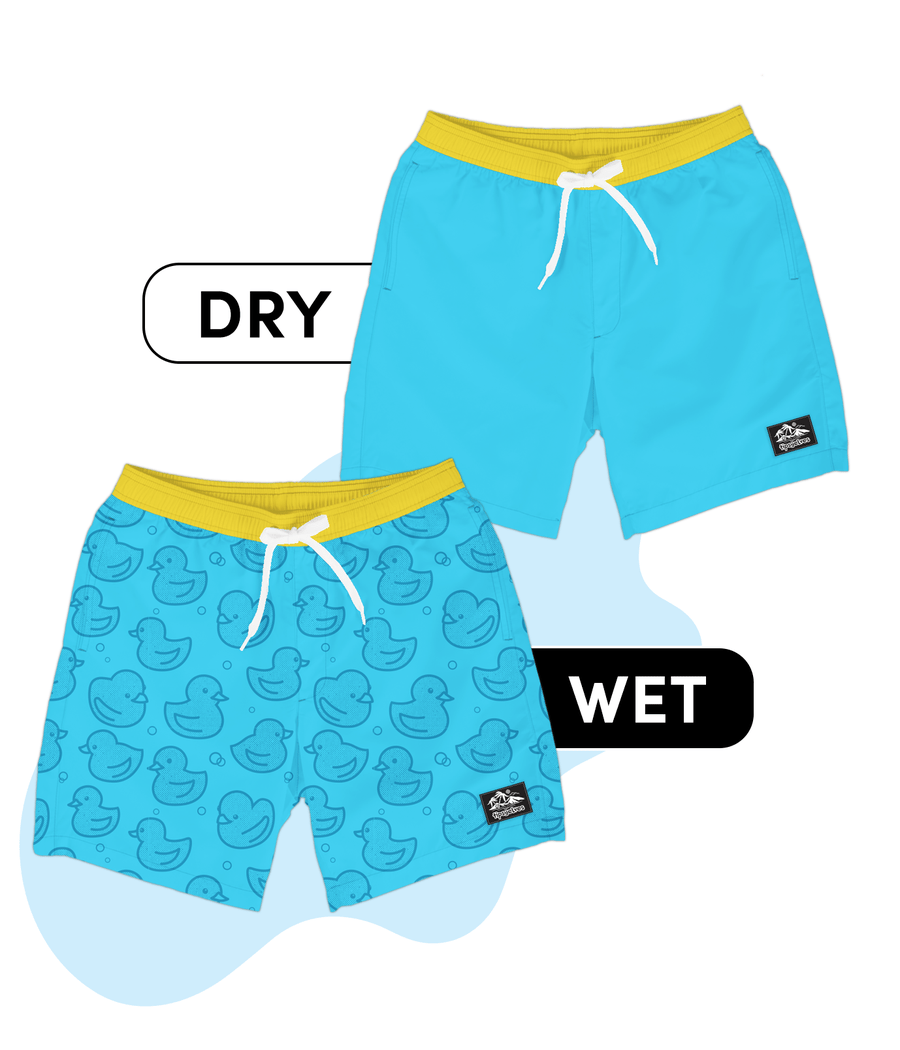 Pink rubber ducky swim trunks shop