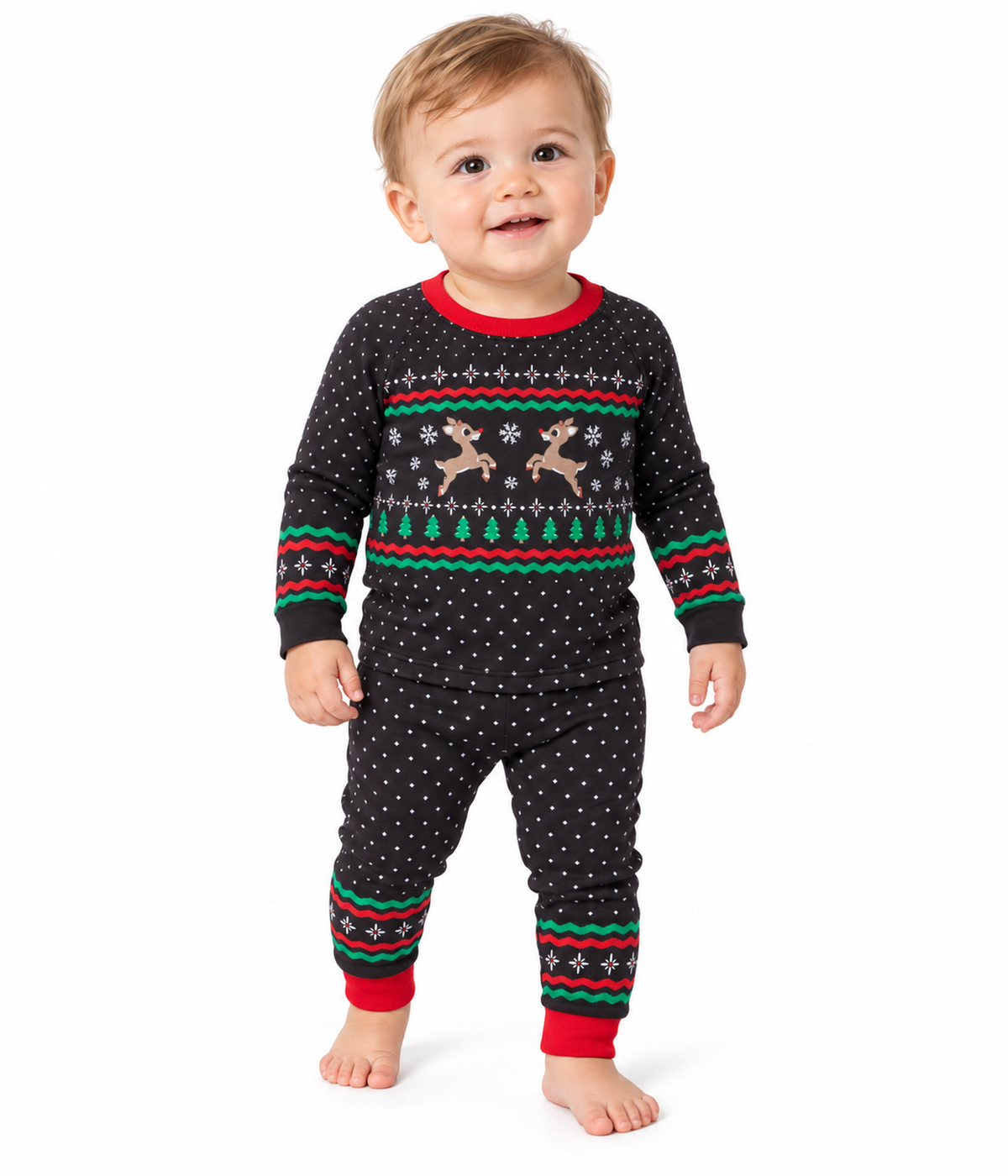 Baby Boy's Fair Isle Rudolph Crew Neck Pajama Set