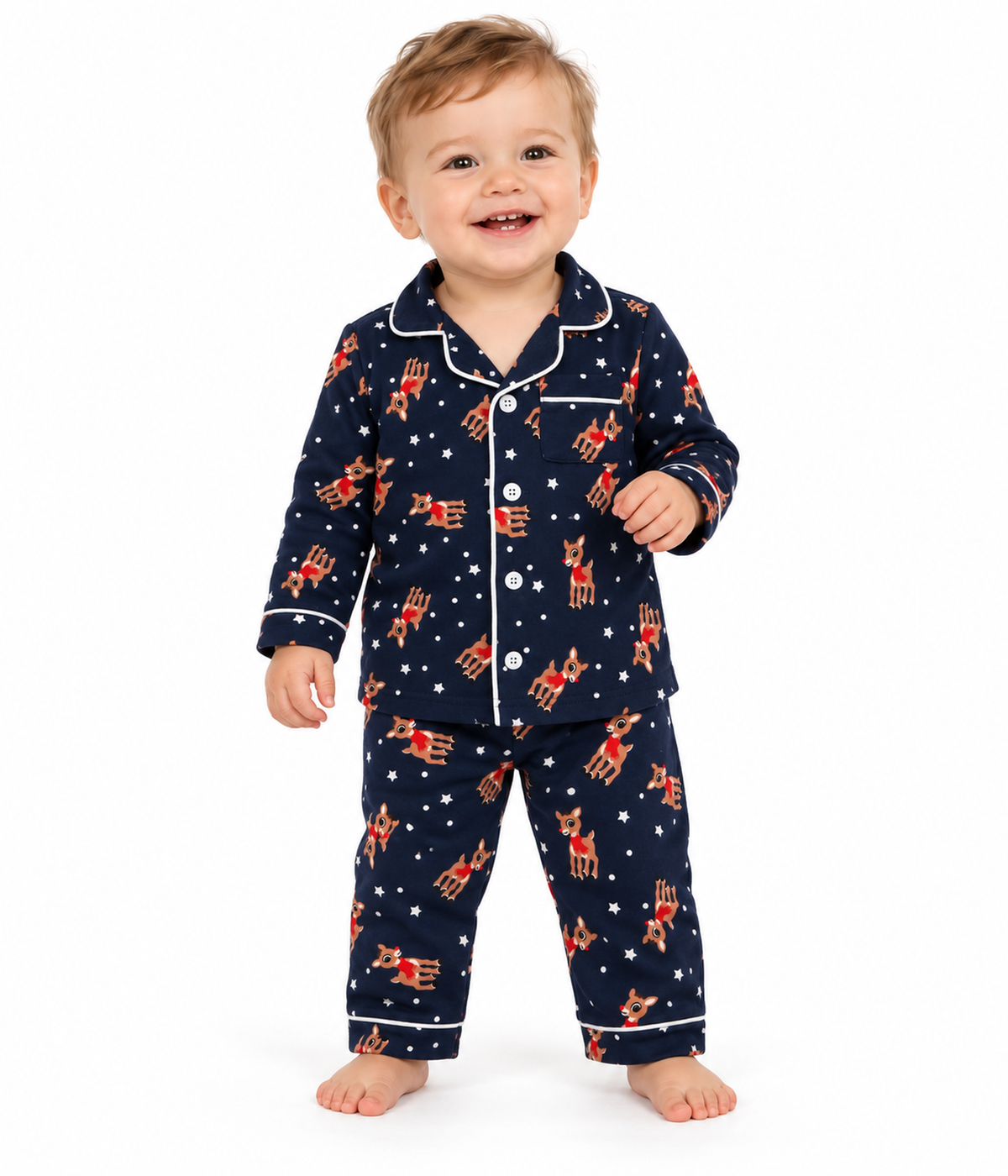 Baby Boy's Rudolph Lapel Pajama Set