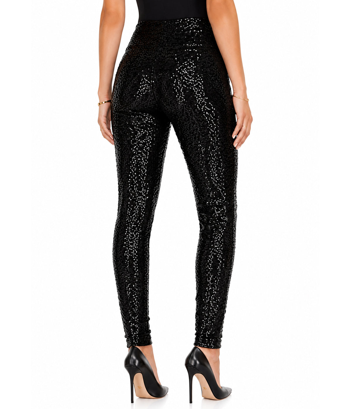 Black Sequin High Waisted Leggings