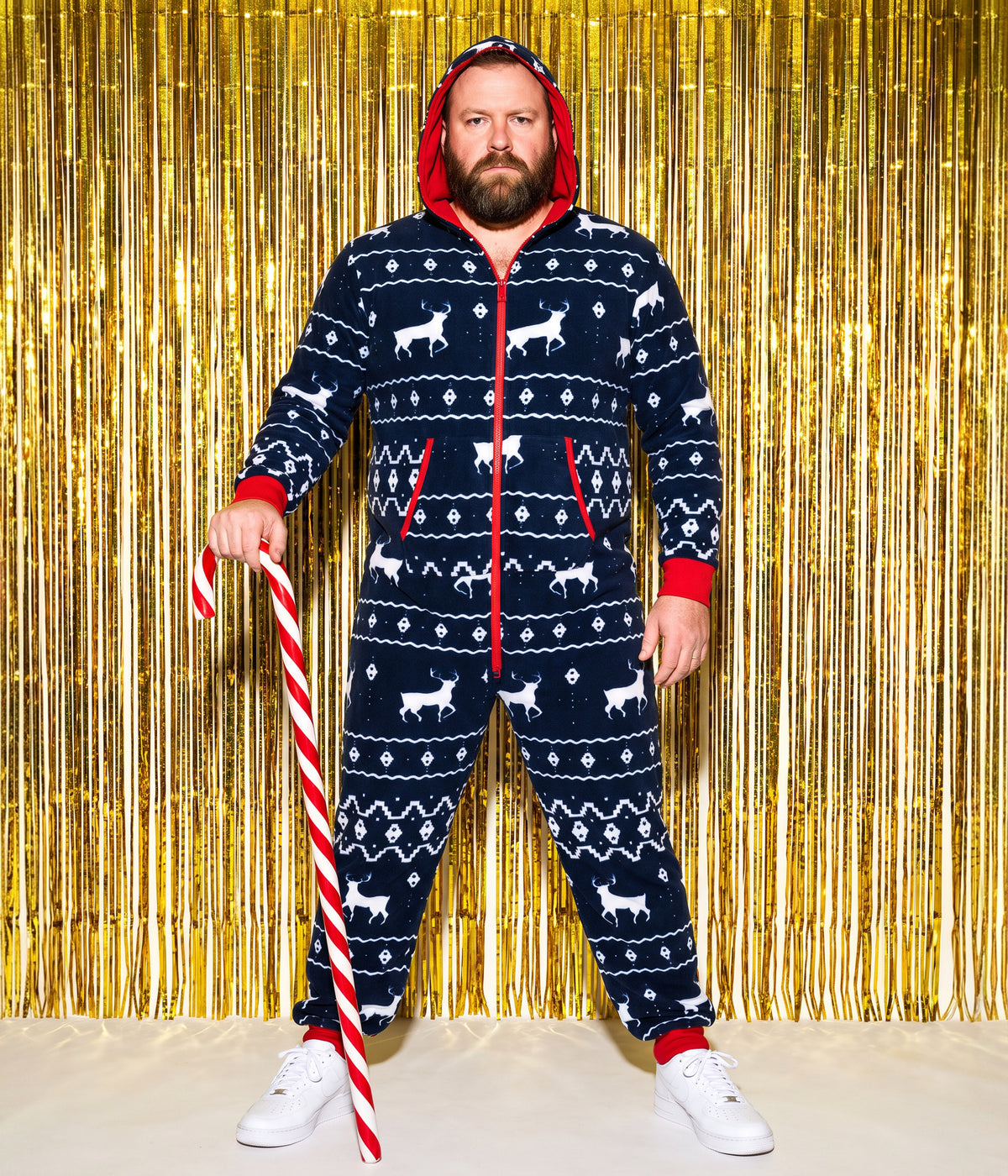Men's Blue Reindeer Jumpsuit Image 2