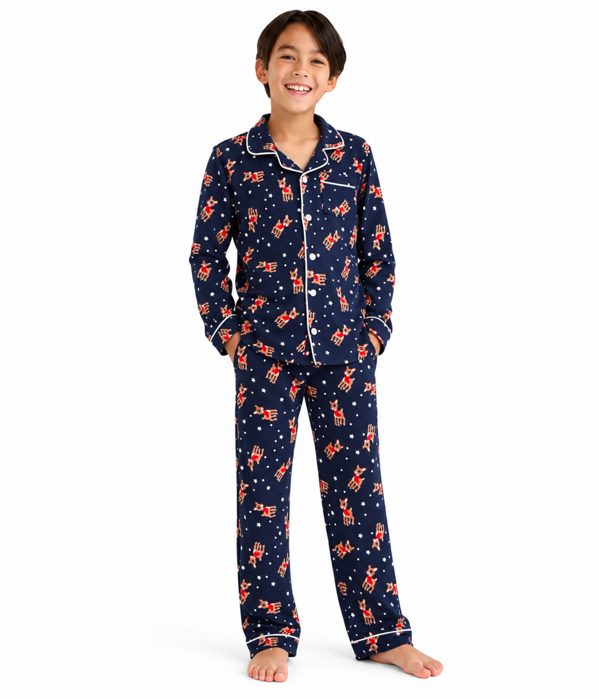 Boy's Rudolph Lapel Pajama Set