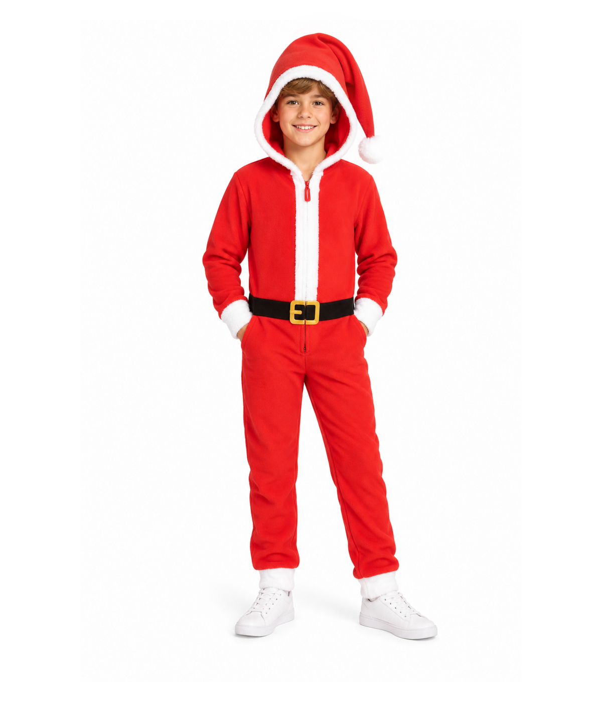 Boy's Santa Jumpsuit With Fur