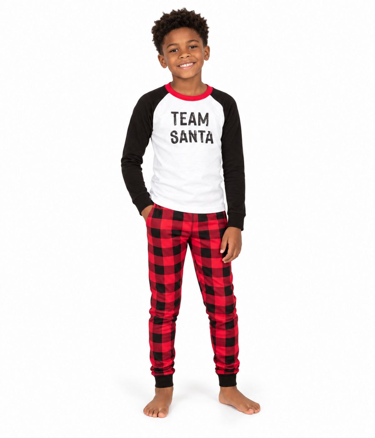 Boy's Team Santa Crew Neck Pajama Set Primary Image