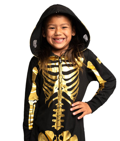 Girl's Gold Skeleton Costume Image 4