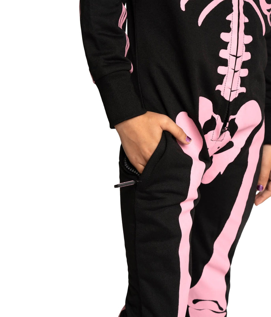 Girl's Pink Skeleton Costume Image 3