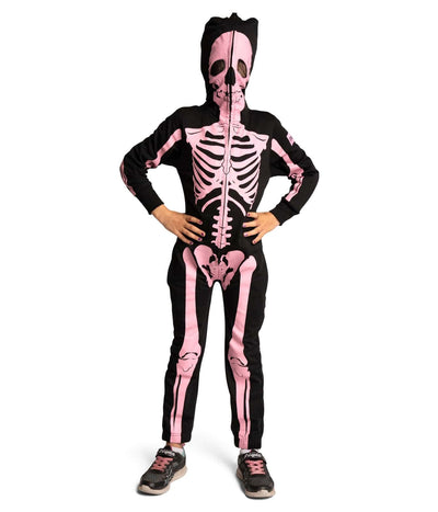 Girl's Pink Skeleton Costume Image 4