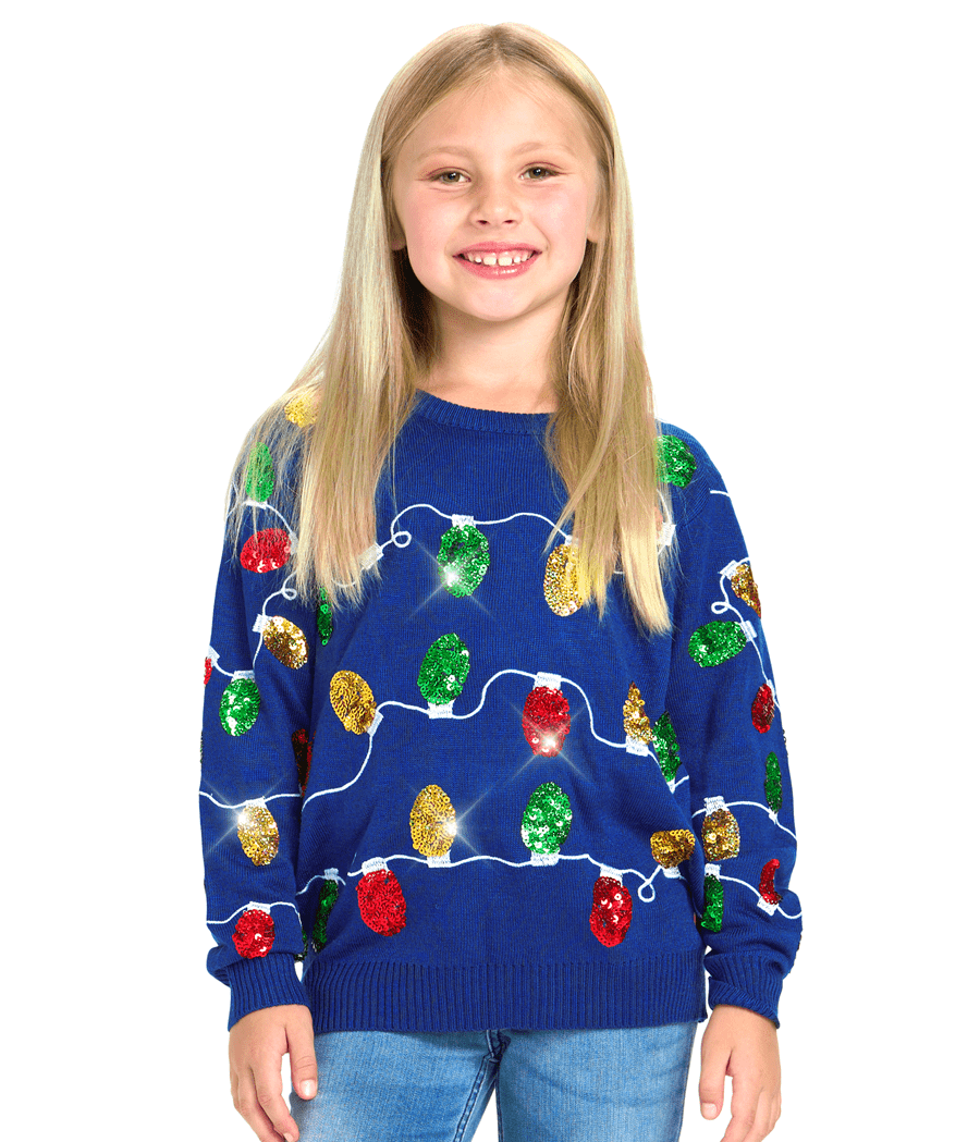 Girl's Christmas Lights Ugly Christmas Sweater