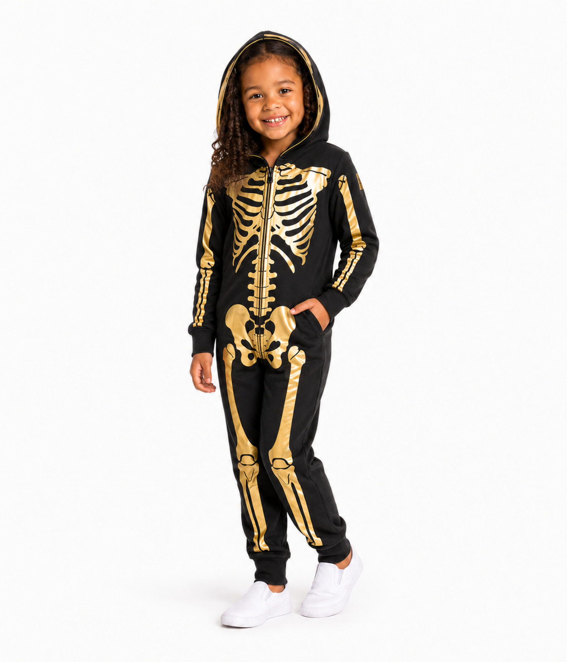 Girl's Gold Skeleton Costume