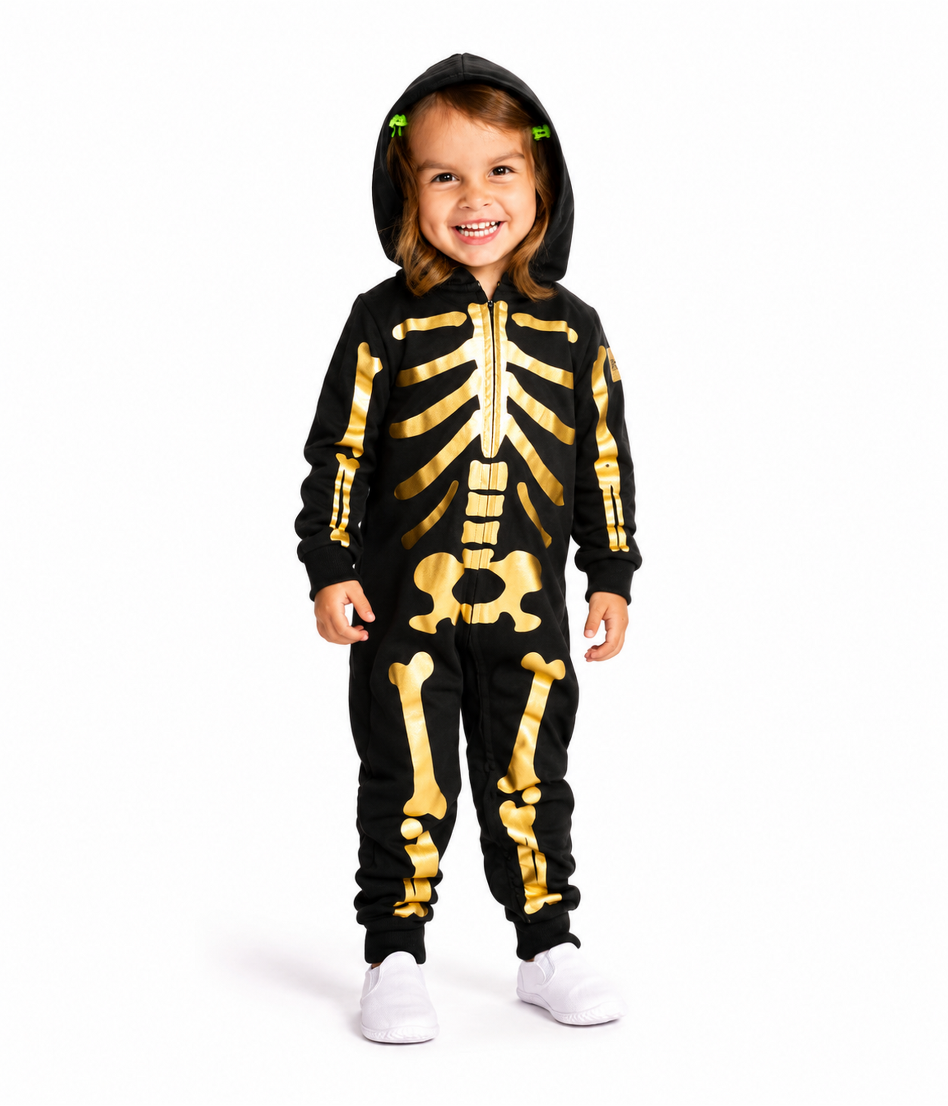 Toddler Girl's Gold Skeleton Costume