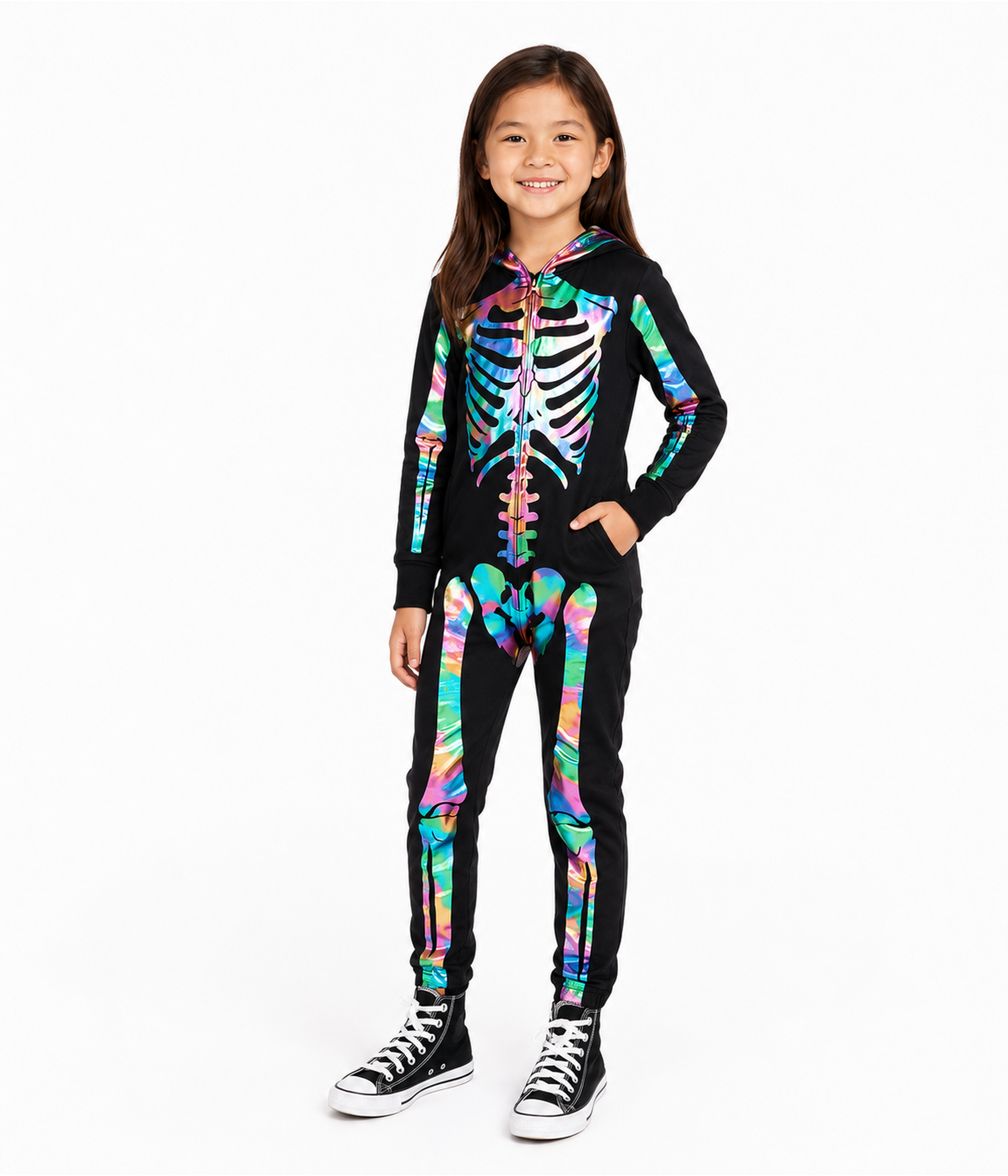 Girl's Iridescent Skeleton Costume