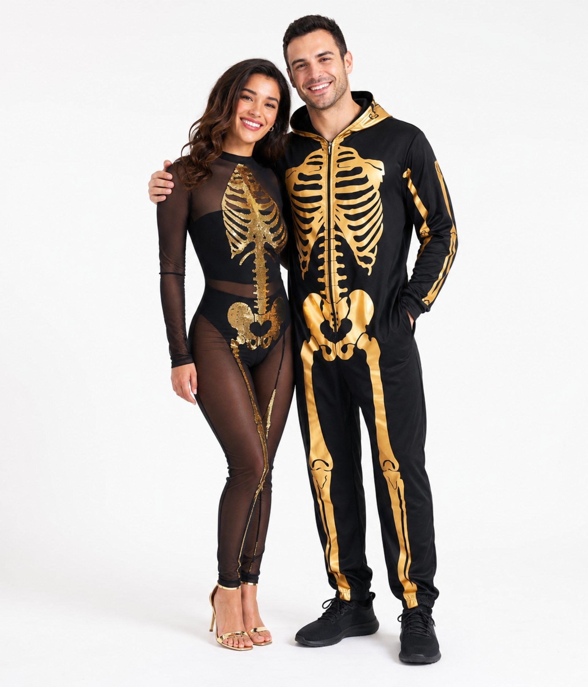 Gold Skeleton Couples Costumes