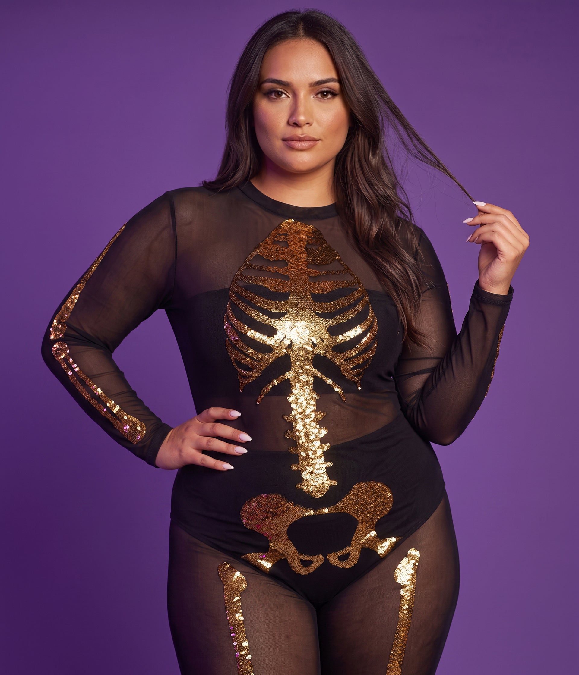 Gold Skeleton Mesh Plus Size Costume