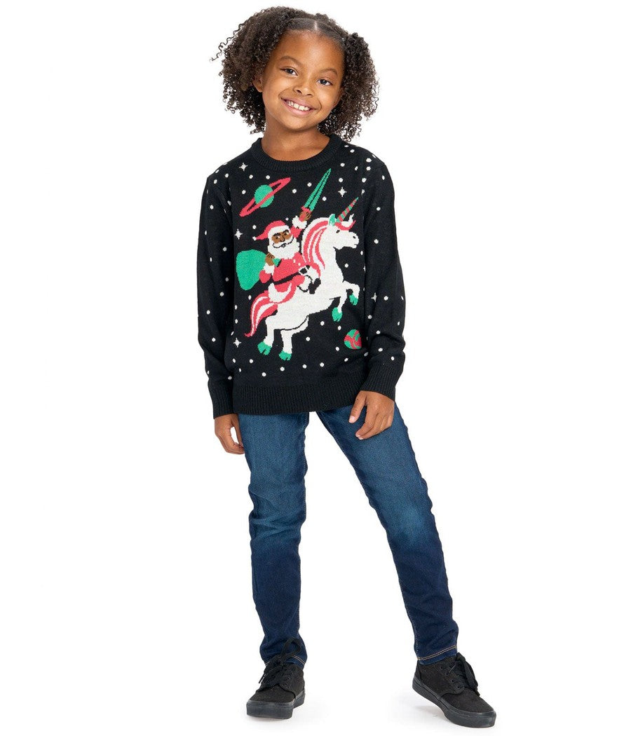 Girl's Santa Unicorn Ugly Christmas Sweater Primary Image