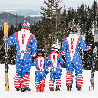 shop matching snow suits - image of a family wearing americana snow suit