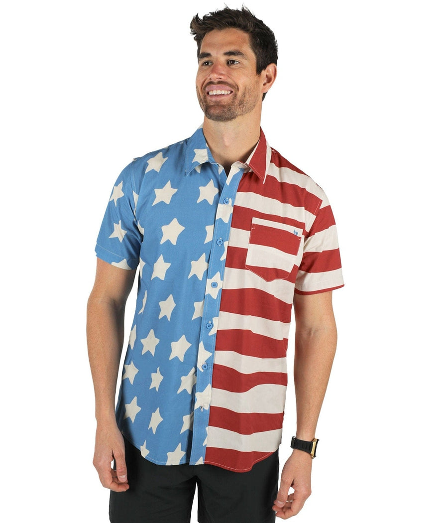 Men's 50/50 Flag Button Down Shirt Image 2
