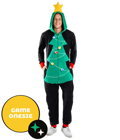 Men's Christmas Tree Toss Game Jumpsuit Primary Image