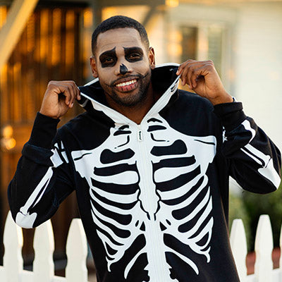shop halloween - image of model wearing men's skeleton halloween costume