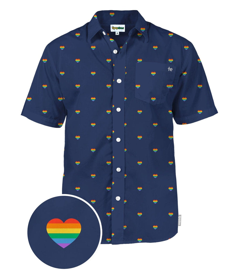 Rainbow Hearts Button Down Shirt