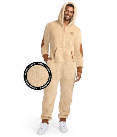 Men's Tan Sherpa Jumpsuit