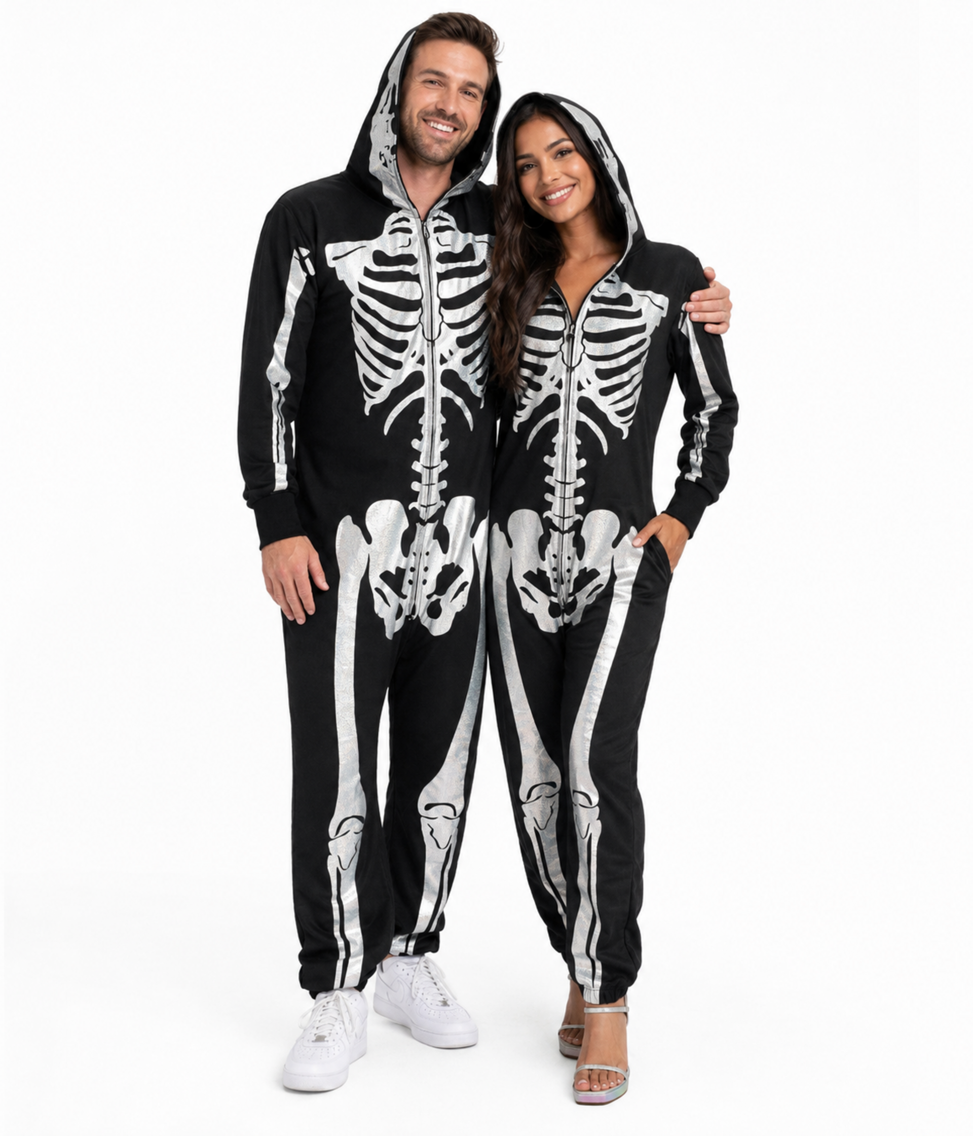 Matching Shimmer Skeleton Couples Costumes Primary Image