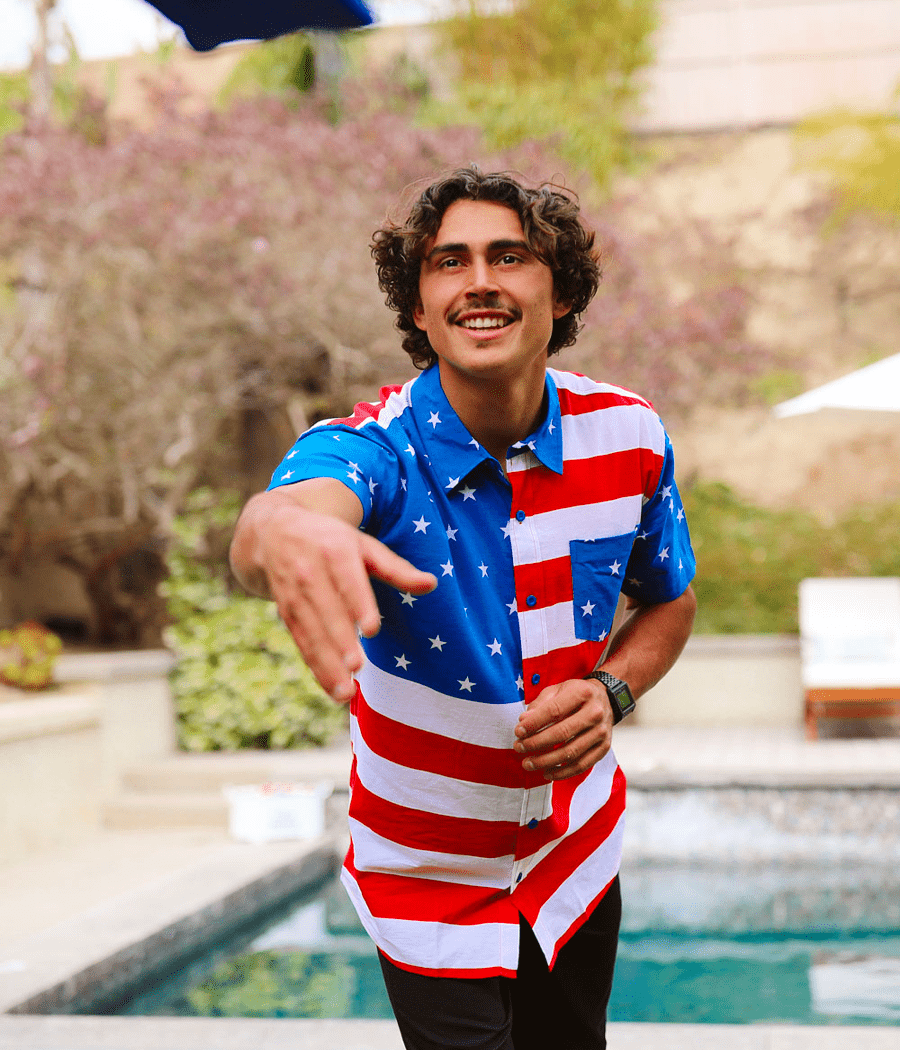 american flag dress shirt AMERICAN FLAG MEN'S PERFORMANCE RODEO SHIRT 2X-LARGE
