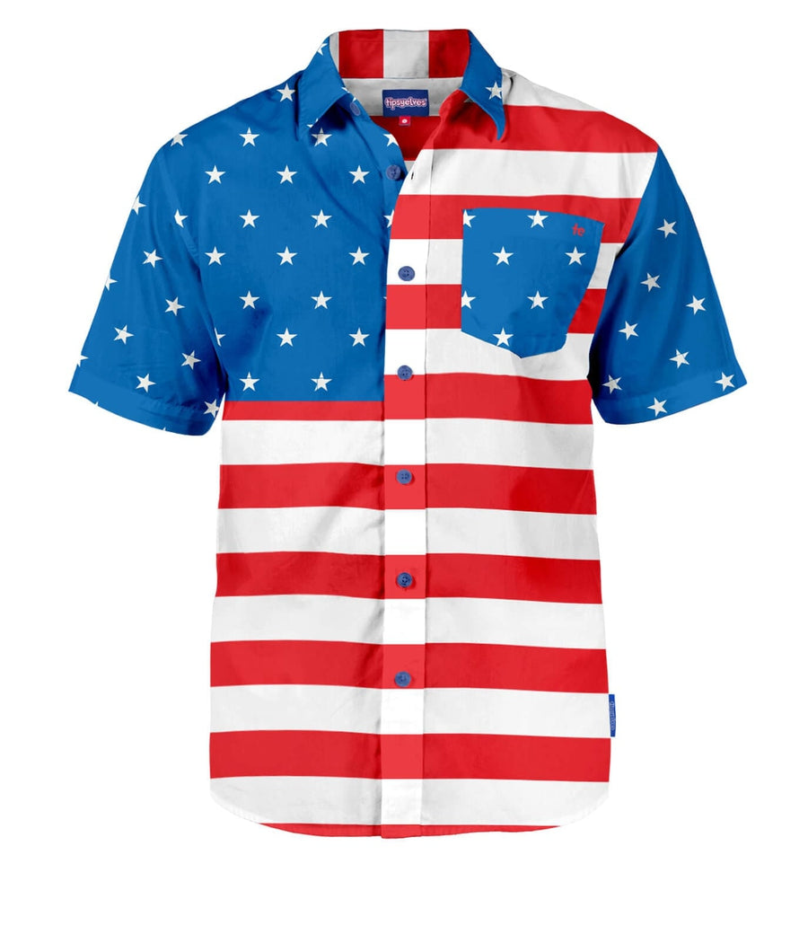 Men's American Flag Hawaiian Shirt | Tipsy Elves