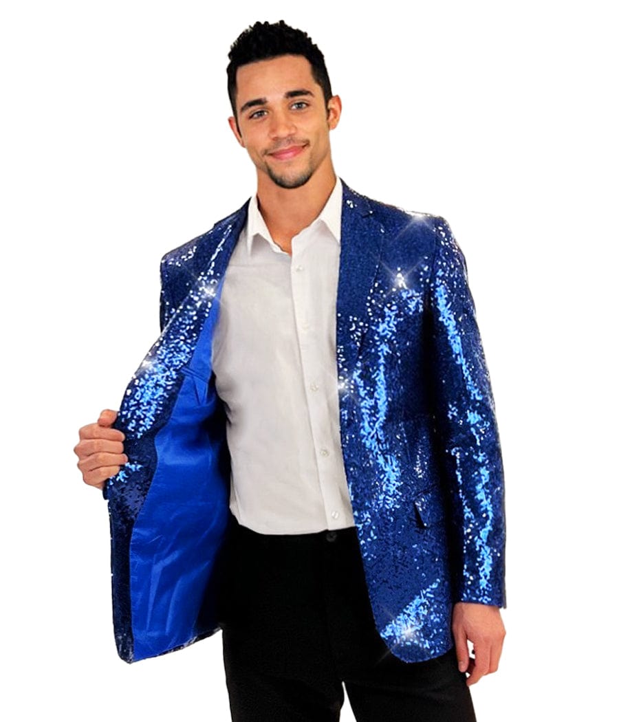 Men's Blue Sequin All Over Blazer Image 2