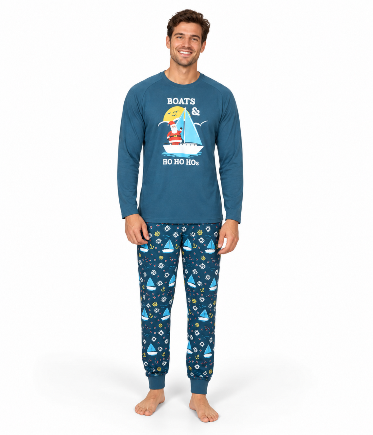 Men's Boats & Ho Ho Hos Crew Neck Pajama Set Primary Image