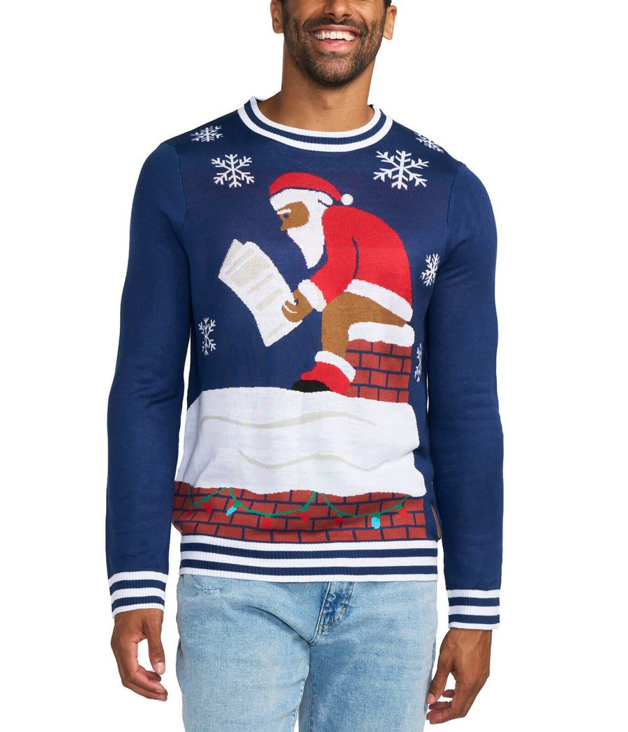 Men's Santa's Log on the Fire Ugly Christmas Sweater