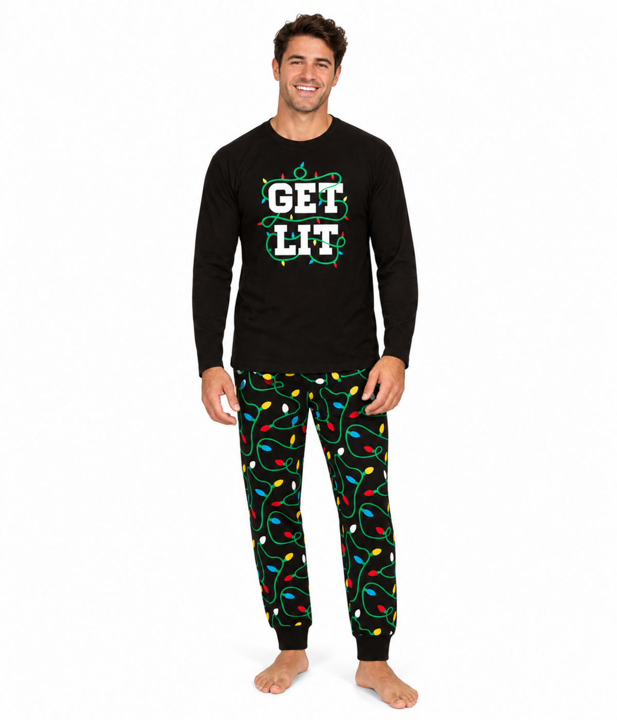 Men's Get Lit Crew Neck Pajama Set