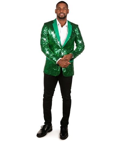 Men's Green Sequin All Over Blazer Image 3
